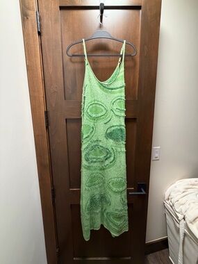 House of Sunny Green Textured Maxi Slip Dress